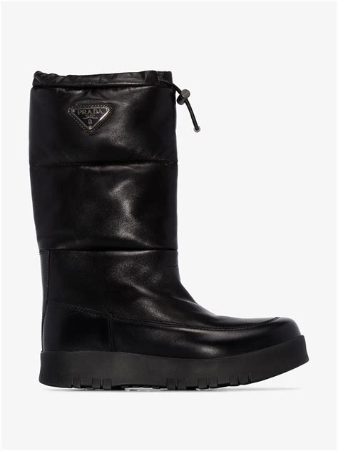 prada black leather moon boots|prada boots ladies.